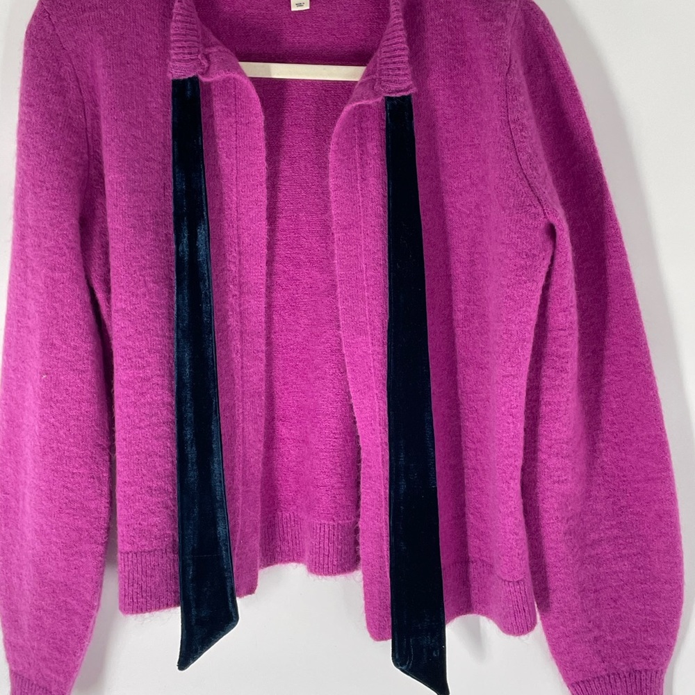 Boden Fuchsia Cardigan with Black Trim